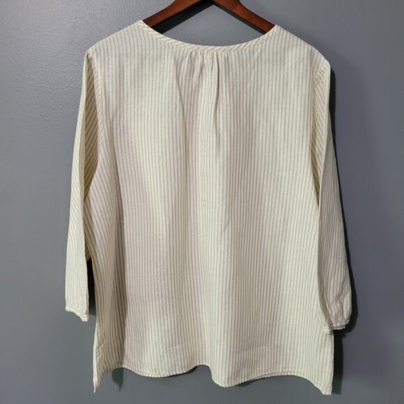 Boden Tunic Top Size 18 Linen Blend Gold Metallic Long Sleeve Womens Preppy - Picture 3 of 10